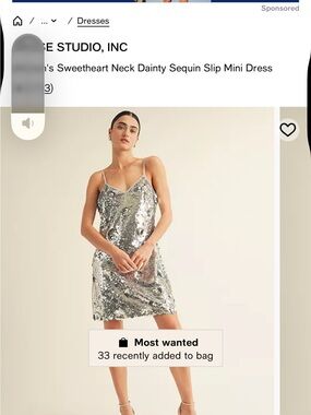 Macy's Silver Sequin Slip Mini Dress